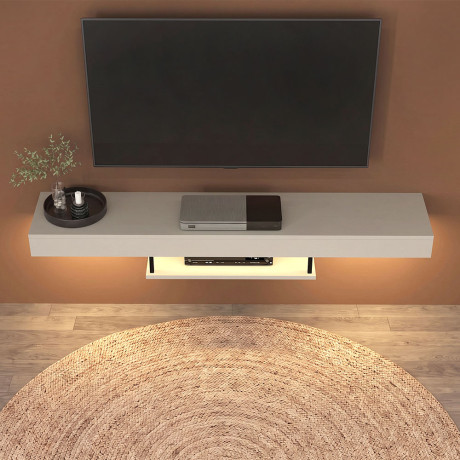 Έπιπλο Τηλεόρασης Επιτοίχιο Albares Megapap με led Χρώμα Sandstone 150x29,6x22εκ.