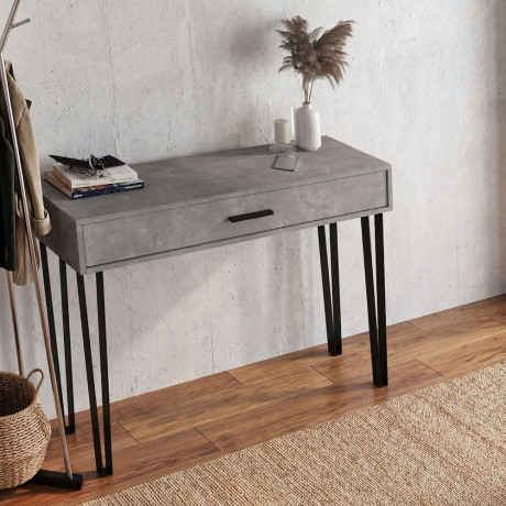 Κονσόλα Rochel Megapap Χρώμα Γκρι Σκυροδέματος 120x35x89,8εκ.