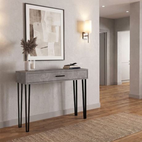 Κονσόλα Rochel Megapap Χρώμα Γκρι Σκυροδέματος 120x35x89,8εκ.
