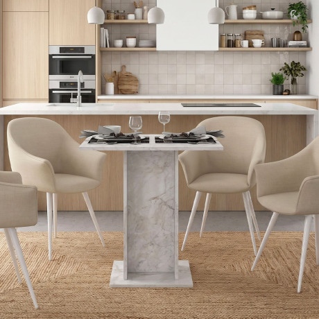 Τραπέζι Allos Megapap Χρώμα Λευκό εφέ Μαρμάρου 75x75x77εκ.