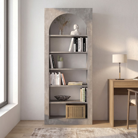 Βιβλιοθήκη Voila Megapap Χρώμα Γκρι Σκυροδέματος 74x35x180εκ.