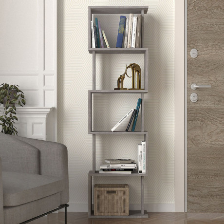 Βιβλιοθήκη Alvina Megapap Χρώμα Γκρι Σκυροδέματος 45x19,6x158,8εκ.