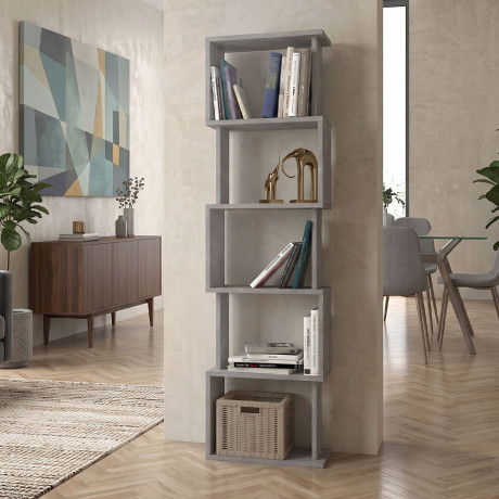 Βιβλιοθήκη Alvina Megapap Χρώμα Γκρι Σκυροδέματος 45x19,6x158,8εκ.