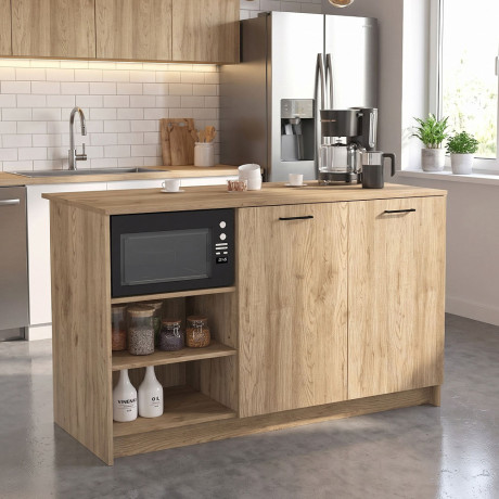 Τραπέζι - Πάγκος Κουζίνας Peres Megapap Χρώμα Sepet oak 150x70x91,8εκ.