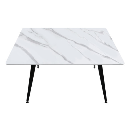 Τραπέζι Enzo Megapap Sintered Stone - Μέταλλο Χρώμα Λευκό εφέ Μαρμάρου - Μαύρο 120x70x77εκ.