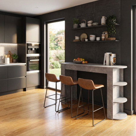 Τραπέζι Μπαρ Vigne Megapap Χρώμα Γκρι Σκυροδέματος 150x51,6x101,8εκ.