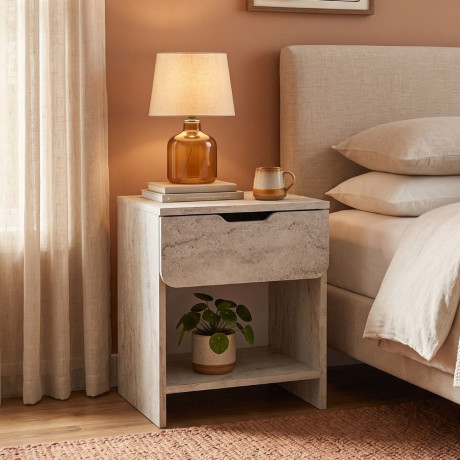 Κομοδίνο Mida Megapap Χρώμα Travertine 45x40x52εκ.