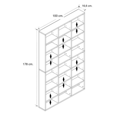 Βιβλιοθήκη Diamond Megapap Χρώμα Φυσικό Οξιάς 100x16,6x178εκ.