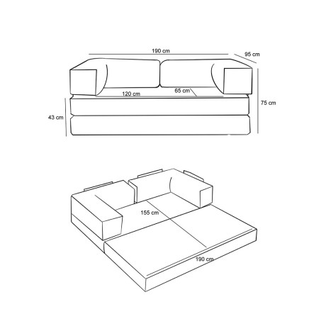 Καναπές - Κρεβάτι Comfort Megapap Τριθέσιος Υφασμάτινος Χρώμα Μέντα 190x95x75εκ.