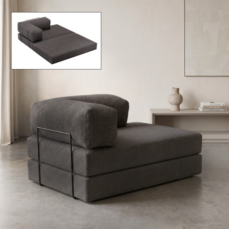 Καναπές - Κρεβάτι Comfort Megapap Διθέσιος Υφασμάτινος Χρώμα Ανθρακί 140x95x75εκ.