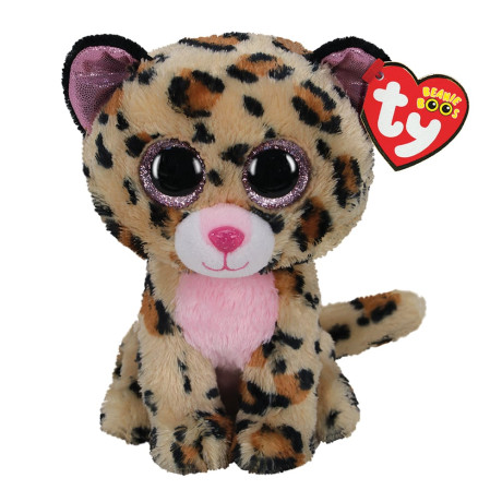 TY Beanie Boos Livvie Χνουδωτή Λεοπάρδαλη Καφέ & Ροζ 15εκ