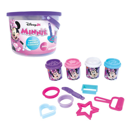 AS Πλαστελίνη Disney Minnie Κουβαδάκι Με 4 Βαζάκια - Καπάκια Καλουπάκια Και 8 Εργαλεία 200gr