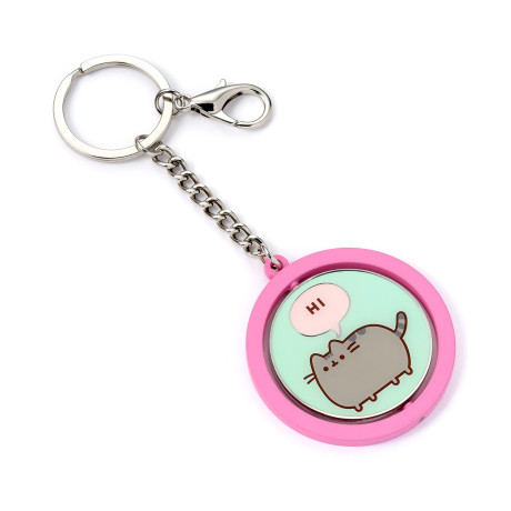 Carat Shop Pusheen - the cat Pink & Blue "hi, Bye" Spinning Keyring (Ptck0108)