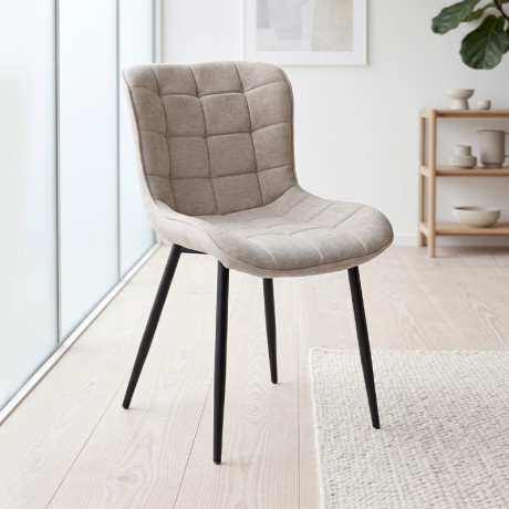 Καρέκλα Τραπεζαρίας Chiara Megapap Μπεζ Ύφασμα - Μεταλλικό Μαύρο Πόδι 48x58x81εκ.