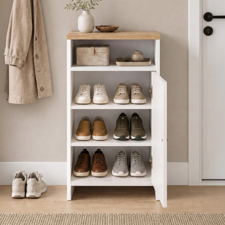 Παπουτσοθήκη - Ντουλάπι Talsa Megapap Χρώμα Λευκό - Sapphire oak 50x35,3x86εκ.