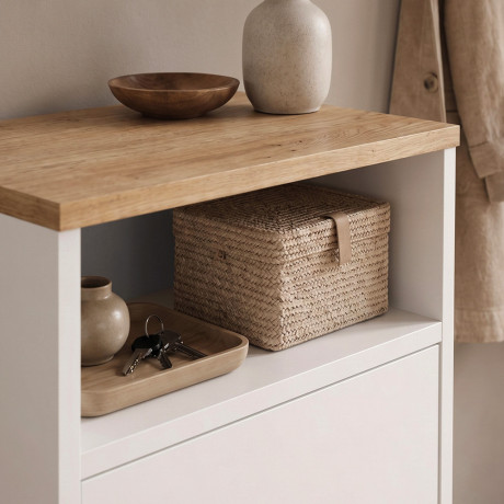 Παπουτσοθήκη - Ντουλάπι Talsa Megapap Χρώμα Λευκό - Sapphire oak 50x35,3x86εκ.