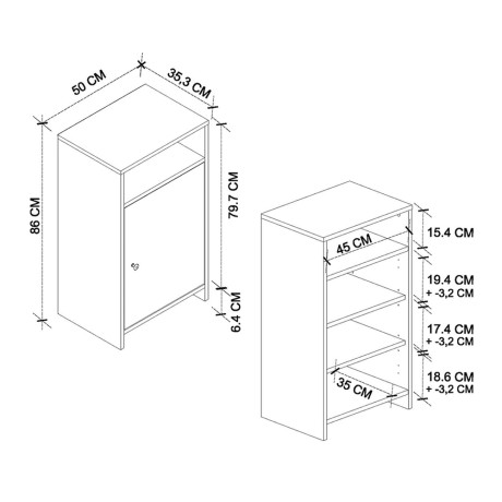 Παπουτσοθήκη - Ντουλάπι Talsa Megapap Χρώμα Λευκό - Sapphire oak 50x35,3x86εκ.
