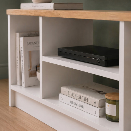 Έπιπλο Τηλεόρασης Bahama Megapap Χρώμα Λευκό - Sapphire oak 120x35x46,5εκ.