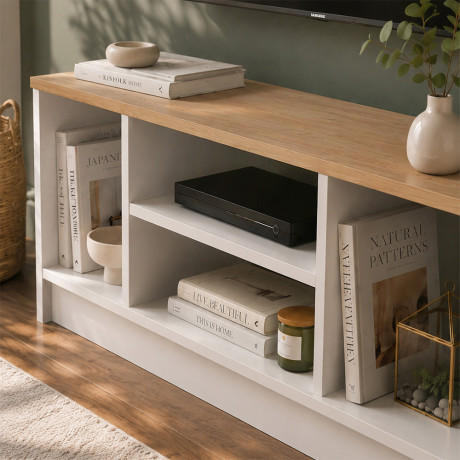 Έπιπλο Τηλεόρασης Bahama Megapap Χρώμα Λευκό - Sapphire oak 120x35x46,5εκ.