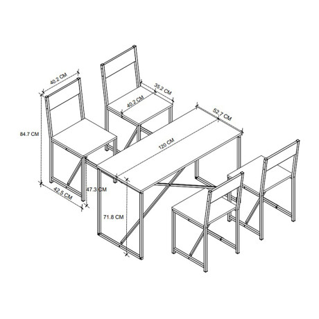 Σετ Τραπεζαρία 5τμχ Maysa Megapap Χρώμα Pine oak 120x52,7x71,8εκ.