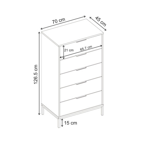 Συρταριέρα Mars Megapap Χρώμα Καρυδί ud 70x45x126,5εκ.