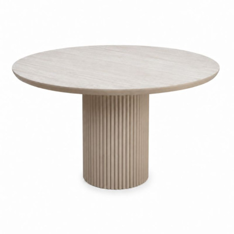 Τραπέζι Hazar Megapap mdf Χρώμα Travertine - Sandstone Ø119,5x76εκ.
