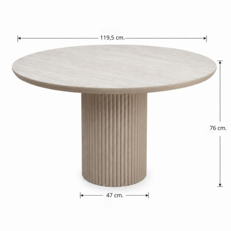 Τραπέζι Hazar Megapap mdf Χρώμα Travertine - Sandstone Ø119,5x76εκ.