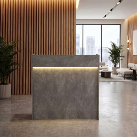 Γραφείο Υποδοχής - Reception Wilko Megapap με led Χρώμα Γκρι Σκυροδέματος 113,6x42x110εκ.