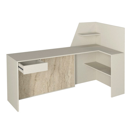 Γραφείο Υποδοχής - Reception Zegma Megapap με led Χρώμα Sandstone - Travertine 181,2x73,2x120εκ.