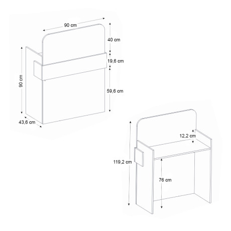 Γραφείο Υποδοχής - Reception Telmos Megapap με led Χρώμα Λευκό - Sapphire oak 90x43,6x119,2εκ.