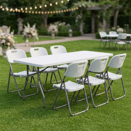 Τραπέζι Catering - Συνεδρίου Capri Megapap Πτυσσόμενο - Μονοκόμματη Επιφάνεια Χρώμα Λευκό του Πάγου 152x76x74εκ.