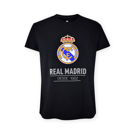 Real Madrid cf Official t-Shirt – Black 'since 1902' Crest Print – Size l (Rm1ce90)