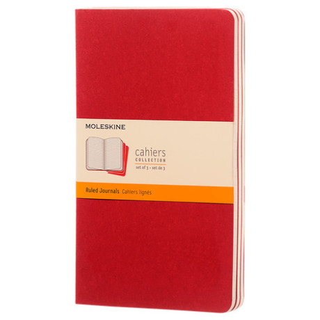 Moleskine Ruled Cahier L Cranberry Red set 3pcs