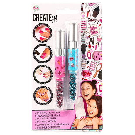 Στυλό 3 Σε 1 Για Nail Art Create it! 84100 (Γαλάζιο Ροζ)