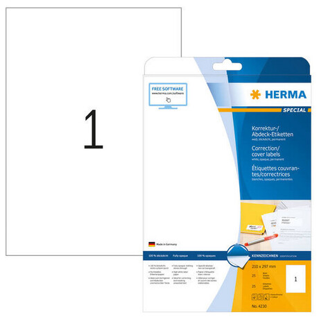 Ετικέτες Διόρθωσης Herma 210x297mm 25 Φύλλα 100 Ετικέτες No 4230