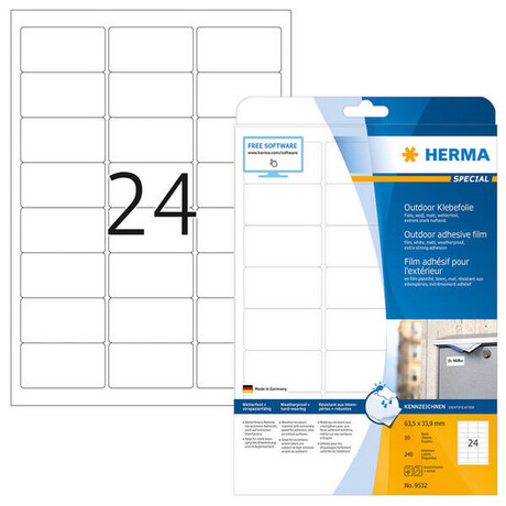 Ετικέτες Εξωτερικών Χώρων Herma 63.5x33.9mm 10 Φύλλα 240 Ετικέτες No 9532