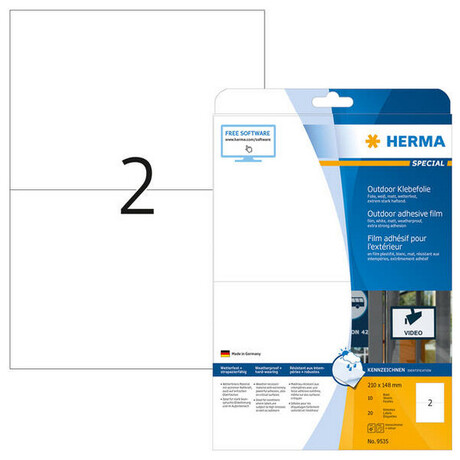 Ετικέτες Εξωτερικών Χώρων Herma 210x148mm 10 Φύλλα 20 Ετικέτες No 9535