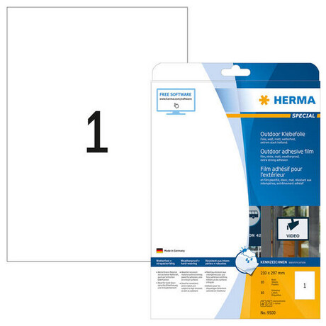 Ετικέτες Εξωτερικών Χώρων Herma 210x297mm 10 Φύλλα 10 Ετικέτες No 9500