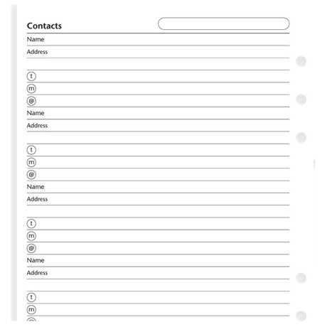 Filofax Ανταλλακτικά Φύλλα Α5 Όνομα, Διεύθυνση, Email, Τηλέφωνο, Φαξ, Κινητό 340206