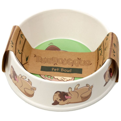 Bamboo Composite Pet Bowl 400ml Bambootique - Small Mopps Pug BAMB108 Bamboo Composite Pet Bowl 400ml Bambootique - Small Mopps Pug BAMB108