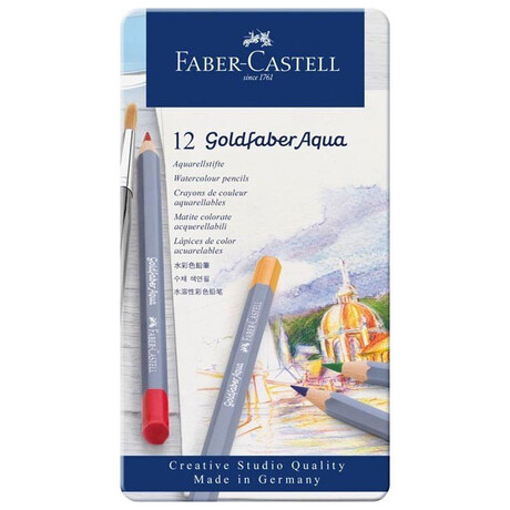 Ξυλομπογιές Faber Castell Goldfaber Aqua 12 Χρωμάτων 114612  - METAL