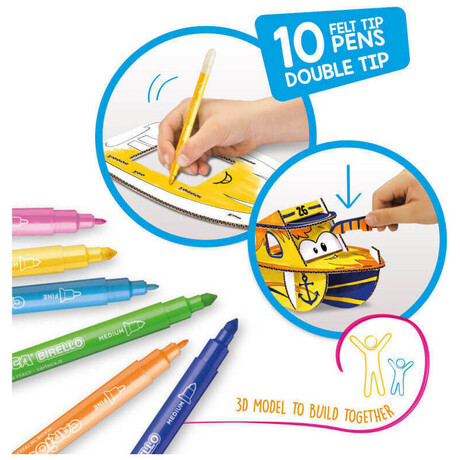 Σετ Ζωγραφικής - Carioca Create & Color Mr Boat 3D Παζλ Με 10 Μαρκαδόρους 42905