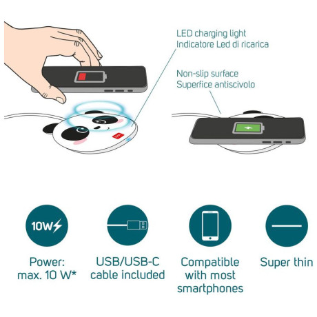 Ασύρματος Φορτιστής Κινητού Legami Smartphone Wireless Charger - Panda WCHAR0002