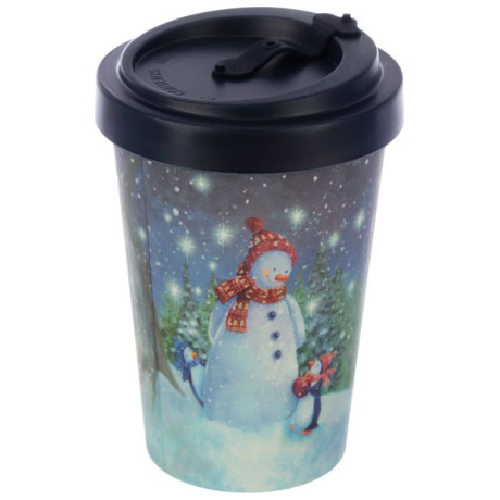 Κούπα - Ποτήρι - Jan Pashley Christmas Snowman Reusable Screw Top Bamboo Composite Travel Mug XBAMB187