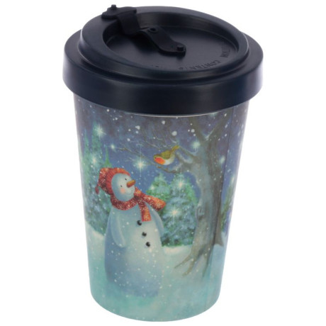 Κούπα - Ποτήρι - Jan Pashley Christmas Snowman Reusable Screw Top Bamboo Composite Travel Mug XBAMB187