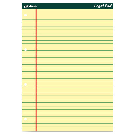 Μπλοκ Globus Legal Pad Δικηγορικό Κίτρινο 50 Φύλλων