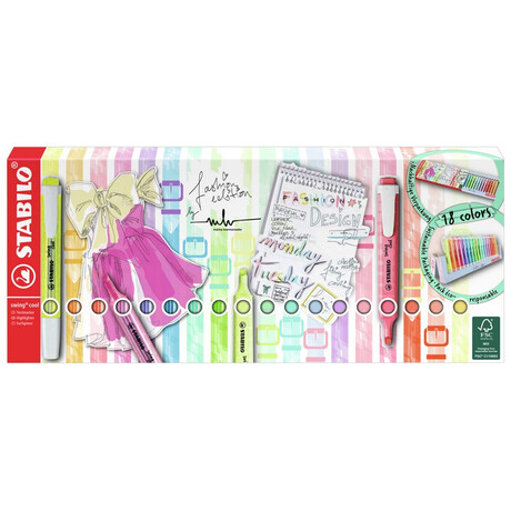 Μαρκαδόροι Υπογράμμισης Stabilo Swing Deskset 18 Χρωμάτων