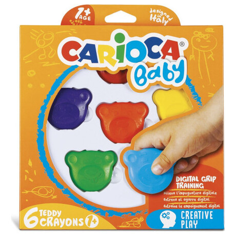 Κηρομπογιές Carioca Baby Teddy 6 Χρώματα 42956