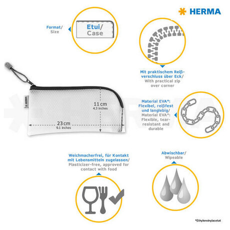 Θήκη Universal Με Φερμουάρ Herma 23x11 εκ Μπλε