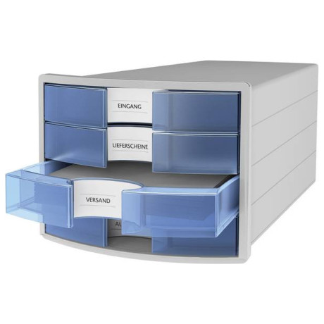 Συρταριέρα HAN 4 Συρταριών Γκρι-Διάφανο Μπλε 1012-64